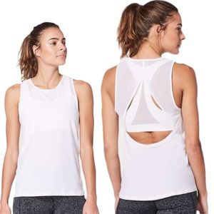 Lululemon For The Run Tank White Mesh Open Back Tank Top